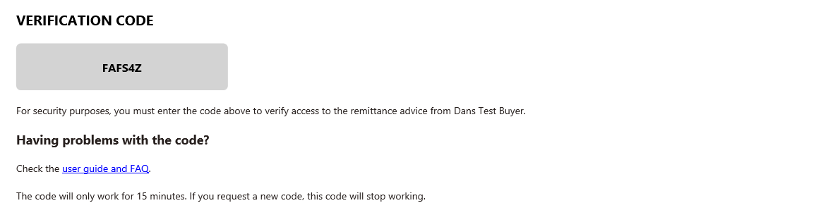 One-time verification code email example